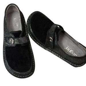 Alegria Brenna Moon Shadow Black Iridescent Crackle Slip-On Shoes EU 38 US 7.5-8